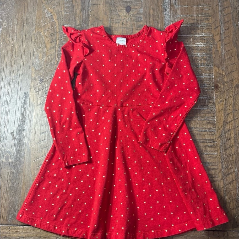 Hanna Andersson Red Kids Dress with Gold Polka Dots